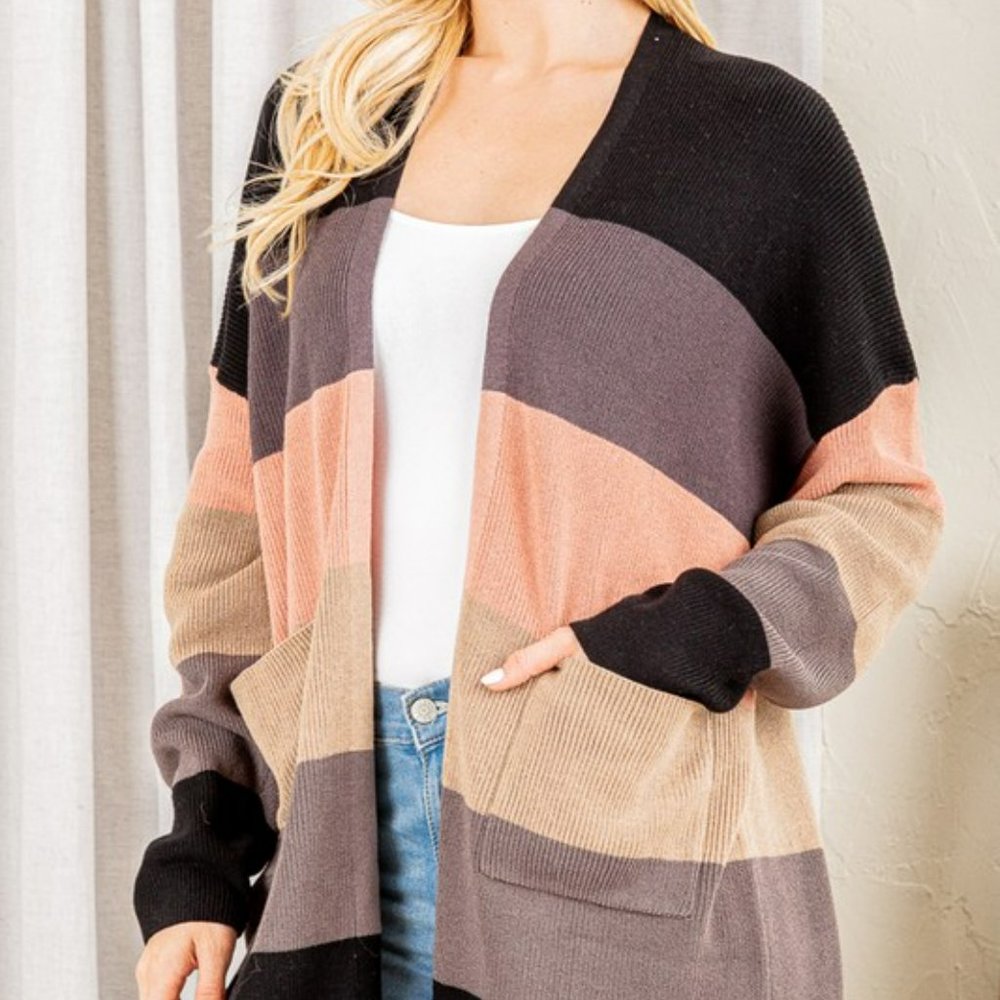 S/M SIZE ] Stripe open cardigan